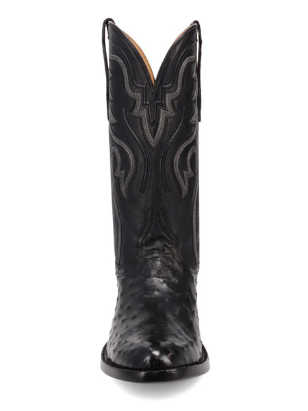 Dan Post GL111 Mens STANFORD Full Quill Ostrich Western Boots Black front view. If you need any assistance with this item or the purchase of this item please call us at five six one seven four eight eight eight zero one Monday through Saturday 10:00a.m EST to 8:00 p.m EST
