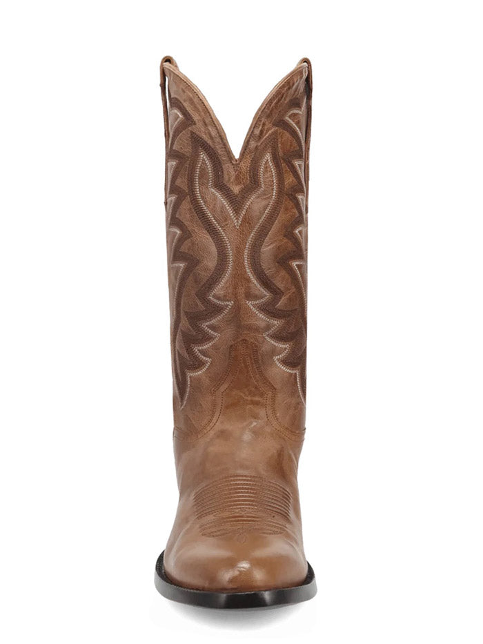 Dan Post GL116 Mens FAIRFAX Round Toe Western Boot Tan front and side view. If you need any assistance with this item or the purchase of this item please call us at five six one seven four eight eight eight zero one Monday through Saturday 10:00a.m EST to 8:00 p.m EST, 
