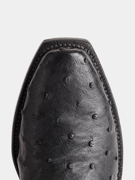 Lucchese GY1007.73-1001 Mens RANDALL Full Quill Ostrich Western Boots Black And Cognac toe view. If you need any assistance with this item or the purchase of this item please call us at five six one seven four eight eight eight zero one Monday through Saturday 10:00a.m EST to 8:00 p.m EST