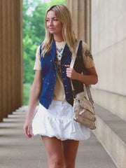 Bed Stu A694445-NTLX-X Womens Greenway Crossbody Handbag Nectar Lux on model hanging. If you need any assistance with this item or the purchase of this item please call us at five six one seven four eight eight eight zero one Monday through Saturday 10:00a.m EST to 8:00 p.m EST