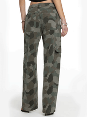Miss Me H2371GWV Womens Chase Baggy Wide Cargos Camo back view. If you need any assistance with this item or the purchase of this item please call us at five six one seven four eight eight eight zero one Monday through Saturday 10:00a.m EST to 8:00 p.m EST