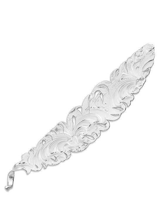Montana Silversmiths HF4059BK Classic Hat Feather Silver And Black back view. If you need any assistance with this item or the purchase of this item please call us at five six one seven four eight eight eight zero one Monday through Saturday 10:00a.m EST to 8:00 p.m EST