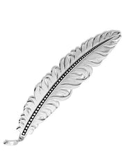 Montana Silversmiths HF4059BK Classic Hat Feather Silver And Black front view. If you need any assistance with this item or the purchase of this item please call us at five six one seven four eight eight eight zero one Monday through Saturday 10:00a.m EST to 8:00 p.m EST