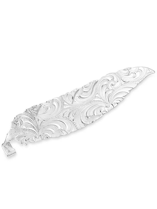 Montana Silversmiths HF5761 Trust And Honor Hat Feather Silver Gold And Black back view. If you need any assistance with this item or the purchase of this item please call us at five six one seven four eight eight eight zero one Monday through Saturday 10:00a.m EST to 8:00 p.m EST