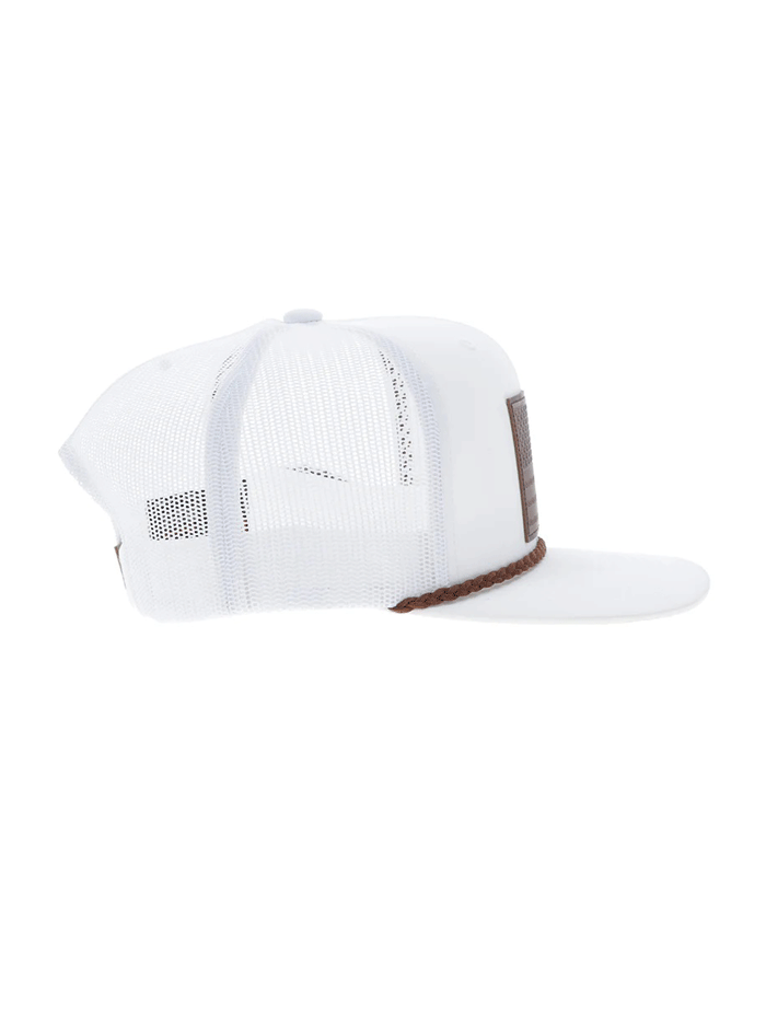 Hooey 2510T-WH LIBERTY ROPER Leather Flag Patch Hat White front view. If you need any assistance with this item or the purchase of this item please call us at five six one seven four eight eight eight zero one Monday through Saturday 10:00a.m EST to 8:00 p.m EST
