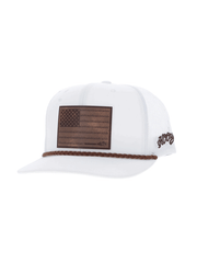 Hooey 2510T-WH LIBERTY ROPER Leather Flag Patch Hat White front view. If you need any assistance with this item or the purchase of this item please call us at five six one seven four eight eight eight zero one Monday through Saturday 10:00a.m EST to 8:00 p.m EST

