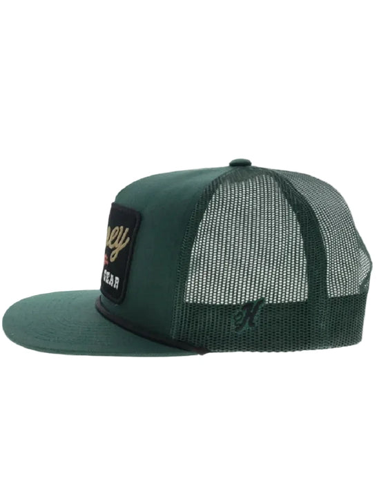 Hooey 2691T-GR TAP 5 Panel Trucker Snapback Hat Green side view. If you need any assistance with this item or the purchase of this item please call us at five six one seven four eight eight eight zero one Monday through Saturday 10:00a.m EST to 8:00 p.m EST