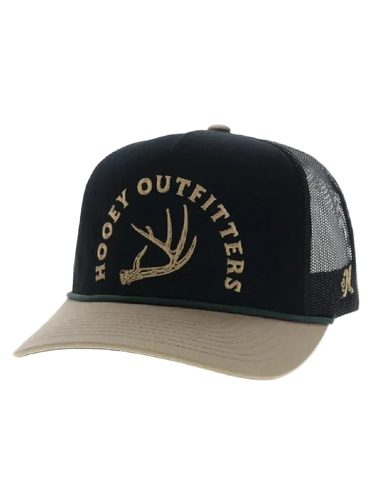 Hooey 6043T-BKTN SHED 5 Panel Trucker Snapback Hat Black Tan front view. If you need any assistance with this item or the purchase of this item please call us at five six one seven four eight eight eight zero one Monday through Saturday 10:00a.m EST to 8:00 p.m EST