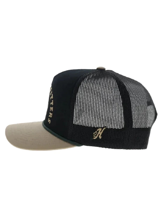 Hooey 6043T-BKTN SHED 5 Panel Trucker Snapback Hat Black Tan side view. If you need any assistance with this item or the purchase of this item please call us at five six one seven four eight eight eight zero one Monday through Saturday 10:00a.m EST to 8:00 p.m EST
