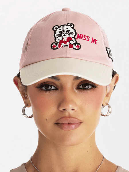 Miss Me HT0122 Womens Love Crew Cap Pink front view. If you need any assistance with this item or the purchase of this item please call us at five six one seven four eight eight eight zero one Monday through Saturday 10:00a.m EST to 8:00 p.m EST