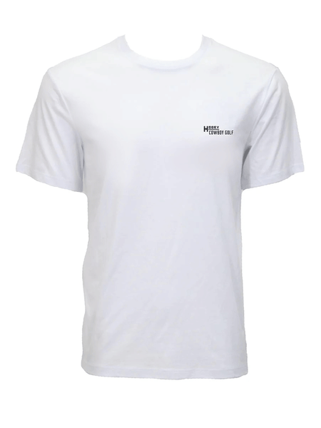 Hooey HT1906WH Mens COUNTRY CLUBBIN Cowboy Golf T-Shirt White front view. If you need any assistance with this item or the purchase of this item please call us at five six one seven four eight eight eight zero one Monday through Saturday 10:00a.m EST to 8:00 p.m EST