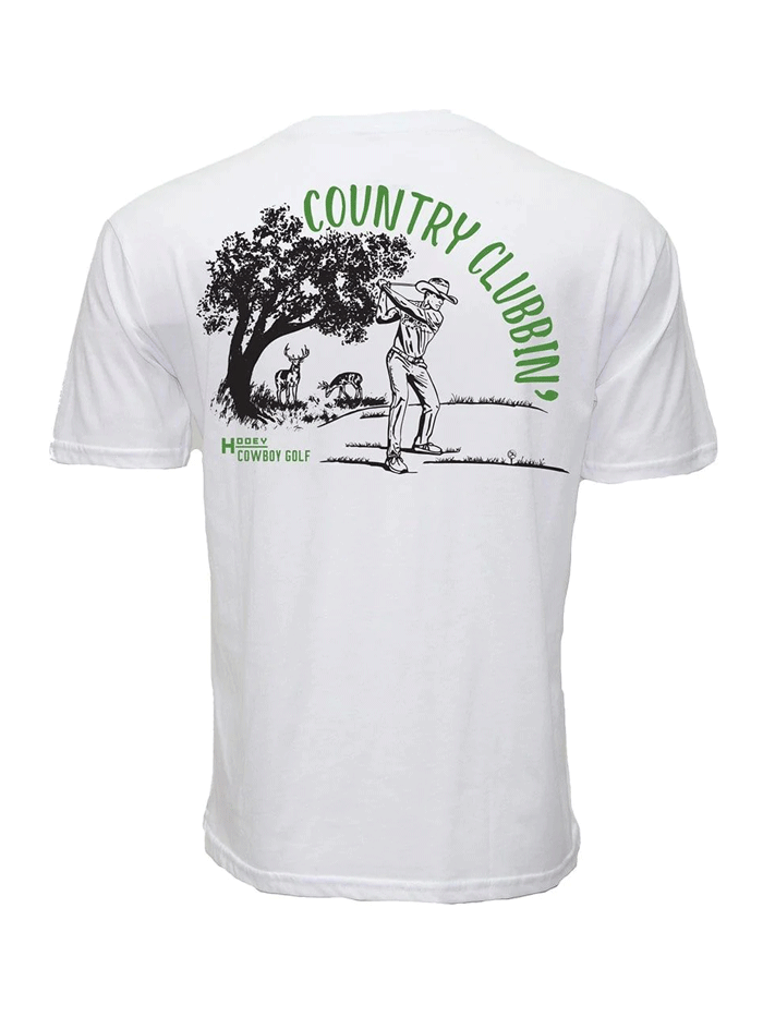 Hooey HT1906WH Mens COUNTRY CLUBBIN Cowboy Golf T-Shirt White back view. If you need any assistance with this item or the purchase of this item please call us at five six one seven four eight eight eight zero one Monday through Saturday 10:00a.m EST to 8:00 p.m EST
