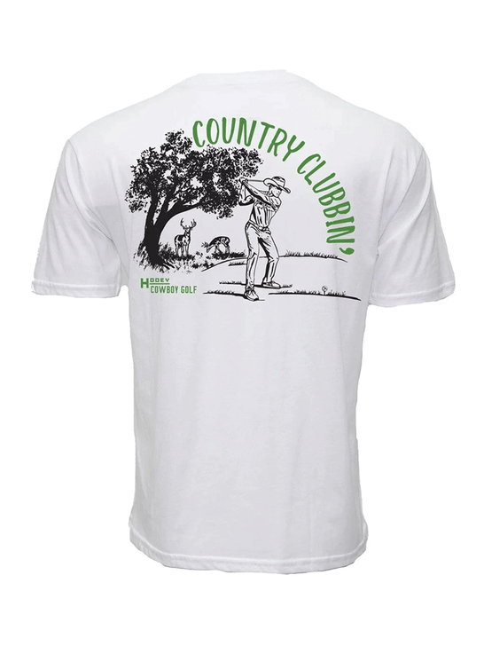 Hooey HT1906WH Mens COUNTRY CLUBBIN Cowboy Golf T-Shirt White back view. If you need any assistance with this item or the purchase of this item please call us at five six one seven four eight eight eight zero one Monday through Saturday 10:00a.m EST to 8:00 p.m EST