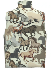 Hooey HV2603DKCH Womens CASSIDY Reversible Puffer Vest Dark Charcoal Horse Print back view horse print side. If you need any assistance with this item or the purchase of this item please call us at five six one seven four eight eight eight zero one Monday through Saturday 10:00a.m EST to 8:00 p.m EST