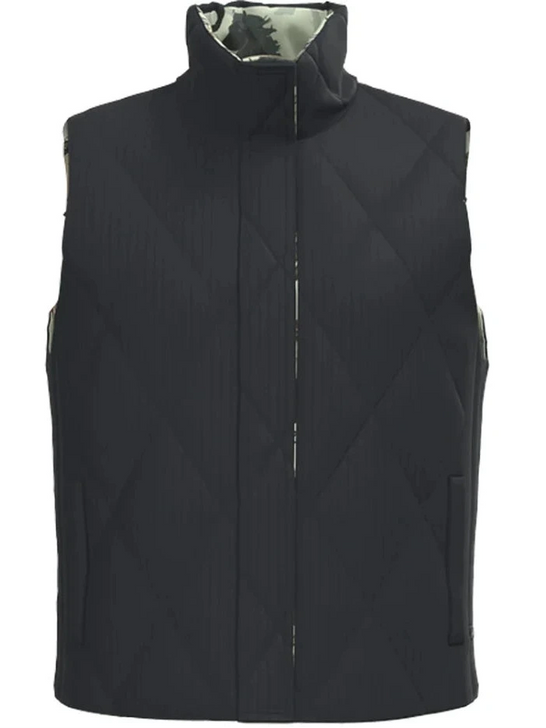 Hooey HV2603DKCH Womens CASSIDY Reversible Puffer Vest Dark Charcoal Horse Print front view charcoal side. If you need any assistance with this item or the purchase of this item please call us at five six one seven four eight eight eight zero one Monday through Saturday 10:00a.m EST to 8:00 p.m EST