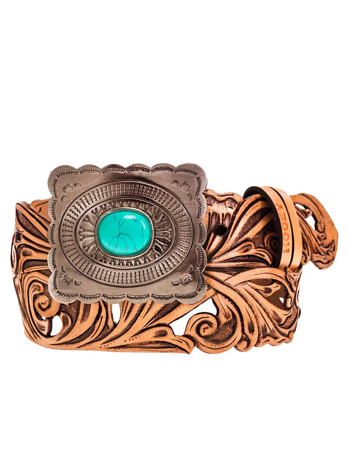 Hooey HWBLT030 Womens Rogue Filigree Cutouts Leather Belt Tan front view. If you need any assistance with this item or the purchase of this item please call us at five six one seven four eight eight eight zero one Monday through Saturday 10:00a.m EST to 8:00 p.m EST