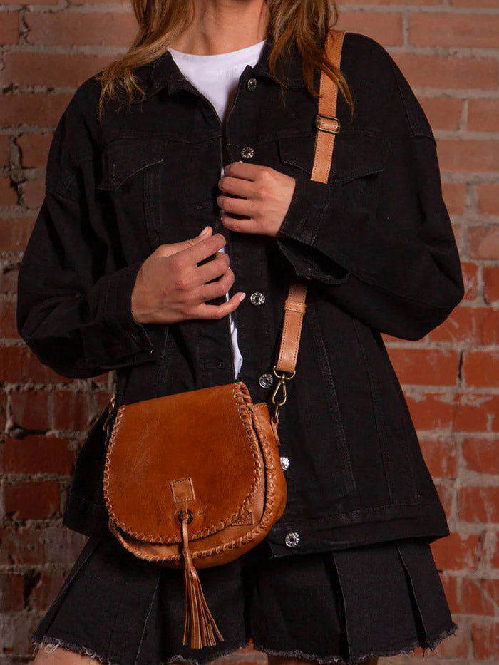 Bed Stu A450380-OTDD-X Womens Half Moon Crossbody Handbag Tan Rustic front view. If you need any assistance with this item or the purchase of this item please call us at five six one seven four eight eight eight zero one Monday through Saturday 10:00a.m EST to 8:00 p.m EST
