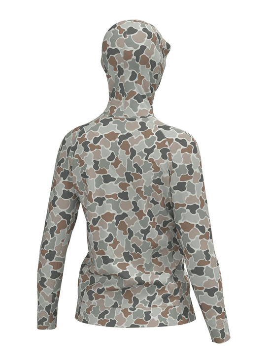 Local Girl Outfitters L5130002-FCF Womens Hemlock Hoodie Forest Camo Flora back view. If you need any assistance with this item or the purchase of this item please call us at five six one seven four eight eight eight zero one Monday through Saturday 10:00a.m EST to 8:00 p.m EST