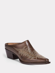 Lucchese I6186-2012 Womens KIM FANCY Western Mule Chocolate side / front view. If you need any assistance with this item or the purchase of this item please call us at five six one seven four eight eight eight zero one Monday through Saturday 10:00a.m EST to 8:00 p.m EST