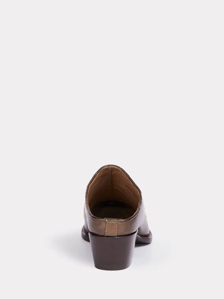 Lucchese I6186-2012 Womens KIM FANCY Western Mule Chocolate back view. If you need any assistance with this item or the purchase of this item please call us at five six one seven four eight eight eight zero one Monday through Saturday 10:00a.m EST to 8:00 p.m EST