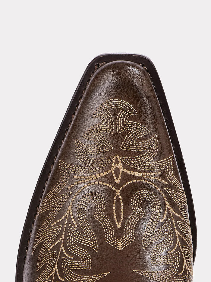 Lucchese I6186-2012 Womens KIM FANCY Western Mule Chocolate front and side view. If you need any assistance with this item or the purchase of this item please call us at five six one seven four eight eight eight zero one Monday through Saturday 10:00a.m EST to 8:00 p.m EST