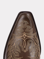 Lucchese I6186-2012 Womens KIM FANCY Western Mule Chocolate toe view. If you need any assistance with this item or the purchase of this item please call us at five six one seven four eight eight eight zero one Monday through Saturday 10:00a.m EST to 8:00 p.m EST