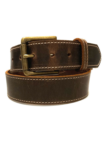 Gingerich 102245 Mens Handcrafted Leather Belt Brown front view