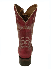 Circle G L5989 Ladies Red Bull Embroidery Square Toe Boots Red back view. If you need any assistance with this item or the purchase of this item please call us at five six one seven four eight eight eight zero one Monday through Saturday 10:00a.m EST to 8:00 p.m EST