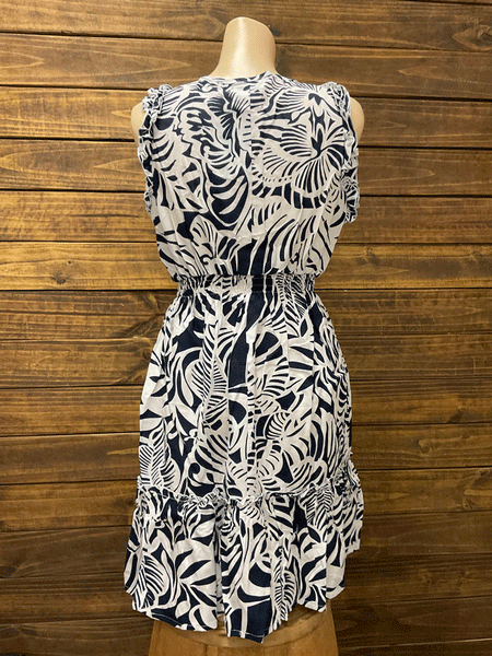 Santiki 6277-1293 Womens Misha Dress Navy Leaf back view. If you need any assistance with this item or the purchase of this item please call us at five six one seven four eight eight eight zero one Monday through Saturday 10:00a.m EST to 8:00 p.m EST