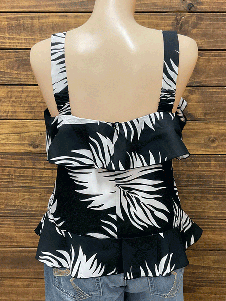 Santiki 6298-1309 Womens Fiona Top Leaf Black And White back view. If you need any assistance with this item or the purchase of this item please call us at five six one seven four eight eight eight zero one Monday through Saturday 10:00a.m EST to 8:00 p.m EST