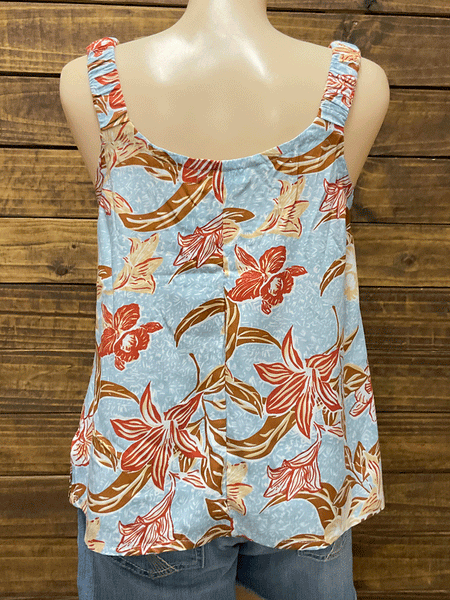 Santiki 6296-1360 Womens Sicily Top Blue Lilly back view. If you need any assistance with this item or the purchase of this item please call us at five six one seven four eight eight eight zero one Monday through Saturday 10:00a.m EST to 8:00 p.m EST