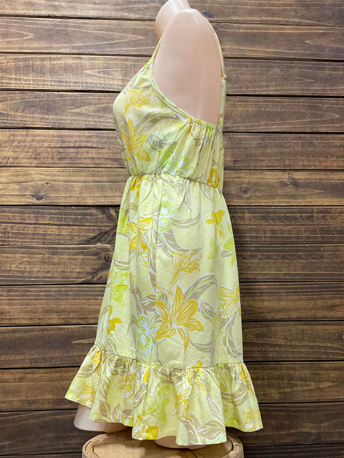 Travida 6281-1278 Womens Simone Dress Yellow Orchids front view. If you need any assistance with this item or the purchase of this item please call us at five six one seven four eight eight eight zero one Monday through Saturday 10:00a.m EST to 8:00 p.m EST