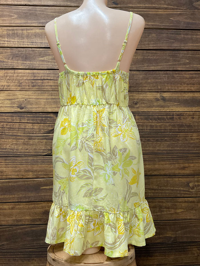 Travida 6281-1278 Womens Simone Dress Yellow Orchids front view. If you need any assistance with this item or the purchase of this item please call us at five six one seven four eight eight eight zero one Monday through Saturday 10:00a.m EST to 8:00 p.m EST