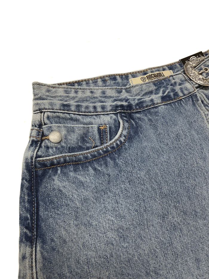 Rock & Roll Denim RRWD68R173 Womens Denim Skort Medium Vintage front view. If you need any assistance with this item or the purchase of this item please call us at five six one seven four eight eight eight zero one Monday through Saturday 10:00a.m EST to 8:00 p.m EST