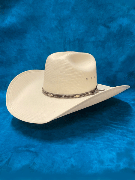 Larry Mahan MS2442BRNX44 10X Brindle 4.5 INCH BRIM Straw Hat Natural front and side view. If you need any assistance with this item or the purchase of this item please call us at five six one seven four eight eight eight zero one Monday through Saturday 10:00a.m EST to 8:00 p.m EST