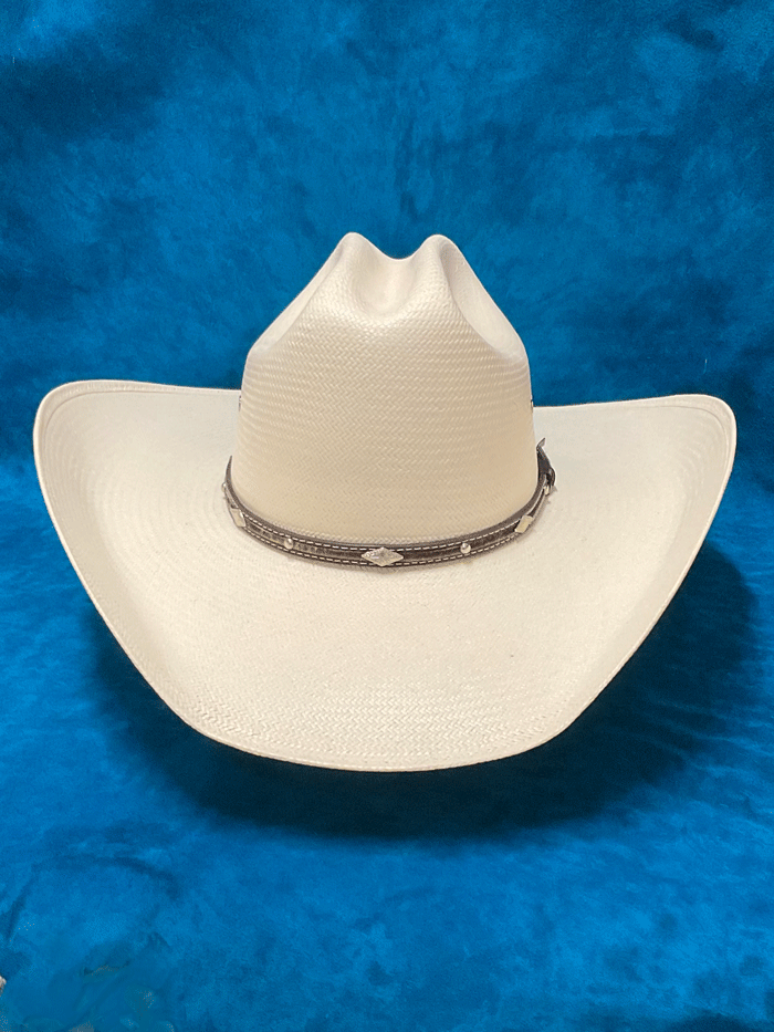 Larry Mahan MS2442BRNX44 10X Brindle 4.5 INCH BRIM Straw Hat Natural front and side view. If you need any assistance with this item or the purchase of this item please call us at five six one seven four eight eight eight zero one Monday through Saturday 10:00a.m EST to 8:00 p.m EST