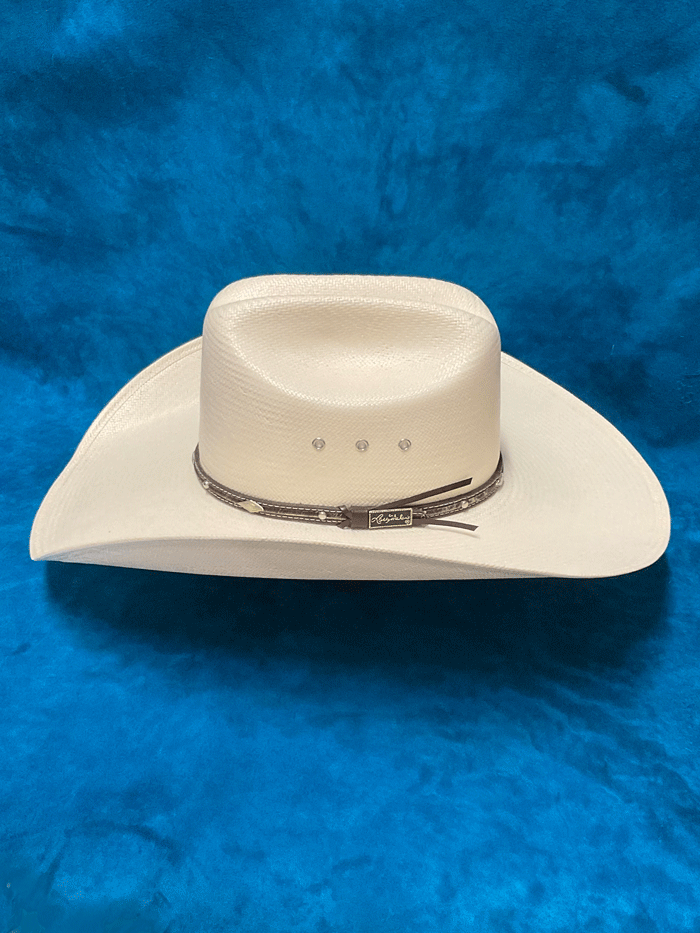Larry Mahan MS2442BRNX44 10X Brindle 4.5 INCH BRIM Straw Hat Natural front and side view. If you need any assistance with this item or the purchase of this item please call us at five six one seven four eight eight eight zero one Monday through Saturday 10:00a.m EST to 8:00 p.m EST