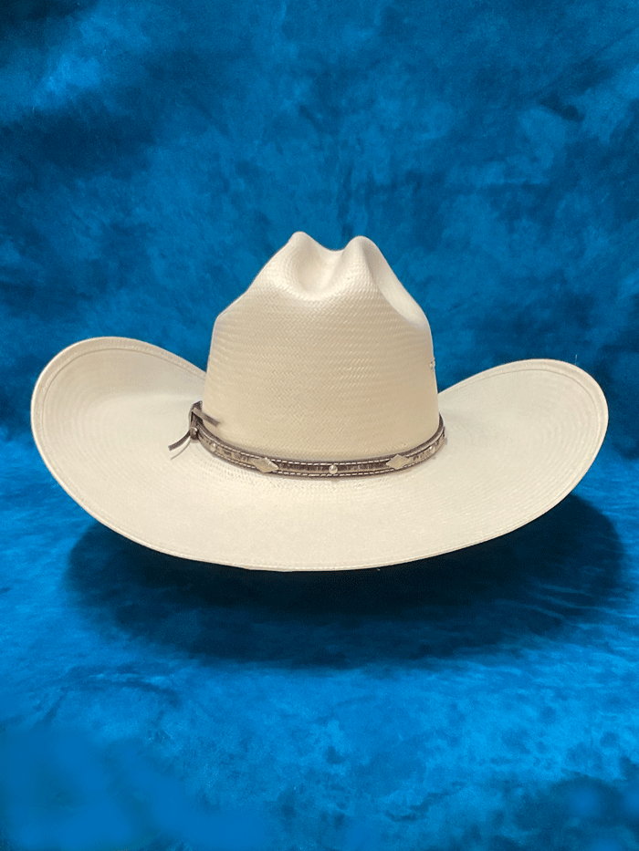 Larry Mahan MS2442BRNX44 10X Brindle 4.5 INCH BRIM Straw Hat Natural front and side view. If you need any assistance with this item or the purchase of this item please call us at five six one seven four eight eight eight zero one Monday through Saturday 10:00a.m EST to 8:00 p.m EST