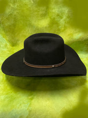Justin JF0630CROW4402 Bent Rail Crowell 6X Fur Felt Hat Black side view. If you need any assistance with this item or the purchase of this item please call us at five six one seven four eight eight eight zero one Monday through Saturday 10:00a.m EST to 8:00 p.m EST