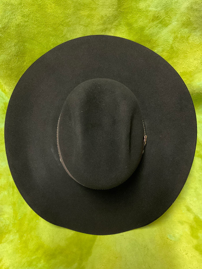 Justin JF0630CROW4402 Bent Rail Crowell 6X Fur Felt Hat Black side / front view. If you need any assistance with this item or the purchase of this item please call us at five six one seven four eight eight eight zero one Monday through Saturday 10:00a.m EST to 8:00 p.m EST