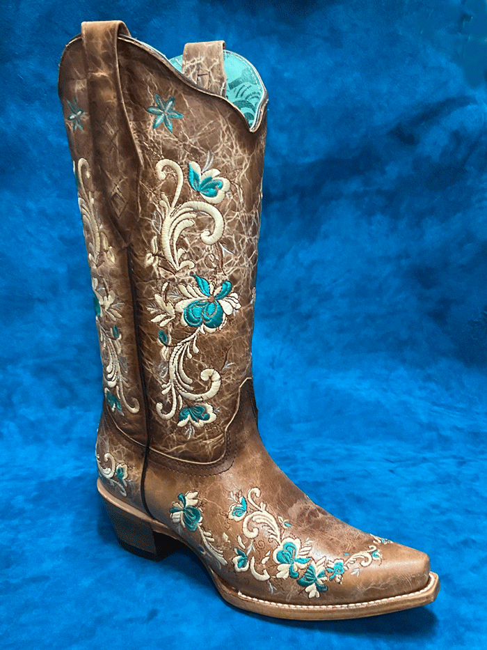 Corral boots brown and turquoise best sale