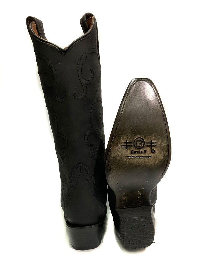 Circle G L6012 Ladies Embroidery Boot Black front and side view. If you need any assistance with this item or the purchase of this item please call us at five six one seven four eight eight eight zero one Monday through Saturday 10:00a.m EST to 8:00 p.m EST