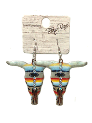 Blazin Roxx 30950 Womens Skull Aztec Design Earrings Multicolor front view. If you need any assistance with this item or the purchase of this item please call us at five six one seven four eight eight eight zero one Monday through Saturday 10:00a.m EST to 8:00 p.m EST