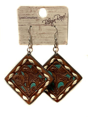 Blazin Roxx 30969 Womens Laced Edge Leather Earrings Brown front view. If you need any assistance with this item or the purchase of this item please call us at five six one seven four eight eight eight zero one Monday through Saturday 10:00a.m EST to 8:00 p.m EST