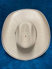 Justin JS3B30BEND BENDER Straw Cowboy Hat Ivory top view. If you need any assistance with this item or the purchase of this item please call us at five six one seven four eight eight eight zero one Monday through Saturday 10:00a.m EST to 8:00 p.m EST