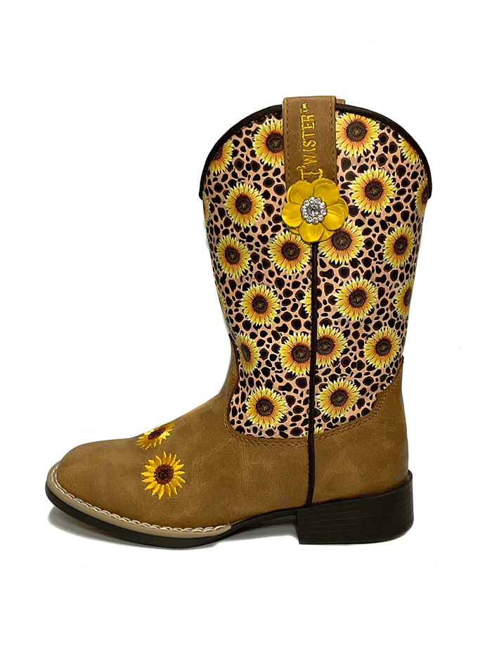 Twister 4448008 Kids Sunnie Style Western Boot Tan side view toddler and children size. If you need any assistance with this item or the purchase of this item please call us at five six one seven four eight eight eight zero one Monday through Saturday 10:00a.m EST to 8:00 p.m EST