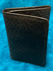 Vintage Bison W-201 Mens Trifold Leather Wallet Black folded view. If you need any assistance with this item or the purchase of this item please call us at five six one seven four eight eight eight zero one Monday through Saturday 10:00a.m EST to 8:00 p.m EST