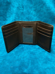 Vintage Bison W-201 Mens Trifold Leather Wallet Black inside open view. If you need any assistance with this item or the purchase of this item please call us at five six one seven four eight eight eight zero one Monday through Saturday 10:00a.m EST to 8:00 p.m EST