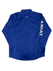Ariat 10017498 Mens Team Logo Twill Classic Fit Shirt Ultramarine Blue back view. If you need any assistance with this item or the purchase of this item please call us at five six one seven four eight eight eight zero one Monday through Saturday 10:00a.m EST to 8:00 p.m EST