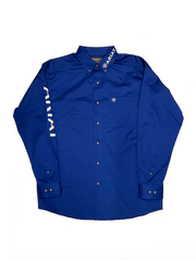 Ariat 10017498 Mens Team Logo Twill Classic Fit Shirt Ultramarine Blue front view. If you need any assistance with this item or the purchase of this item please call us at five six one seven four eight eight eight zero one Monday through Saturday 10:00a.m EST to 8:00 p.m EST